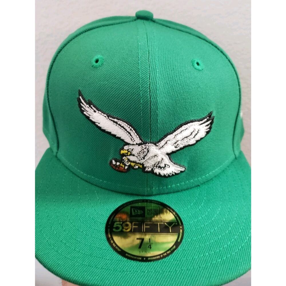 Philadelphia Eagles Hat Kelly Green 7 1/4 Retro Throwback Logo 59FIFTY New Era